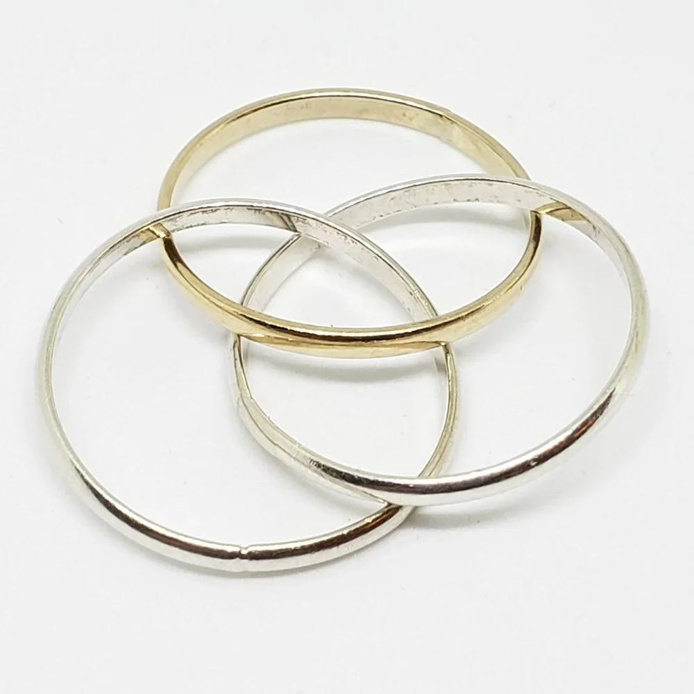 Set of 3 Sterling Silver 925 Interlocking Entwined Infinity Rings - Size 5